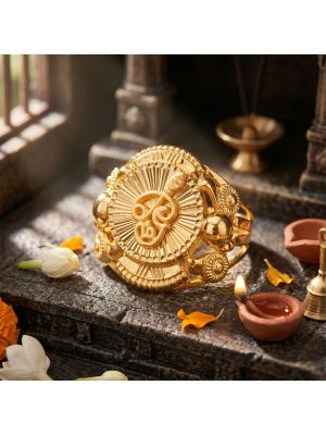 Tamil Spritual Om Signet Gold Ring