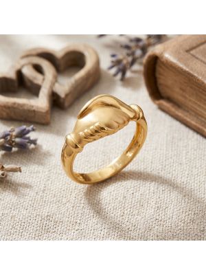 Unity Handshake Casting Gold Ring