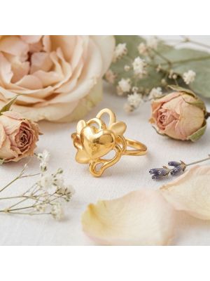 Modern Heart Casting Gold Ring