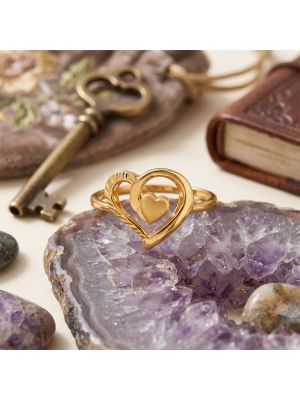 Women's Dual Heart Gold Casting Ring