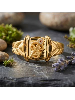 Lord Murugan's Om Signet Gold Casting Ring