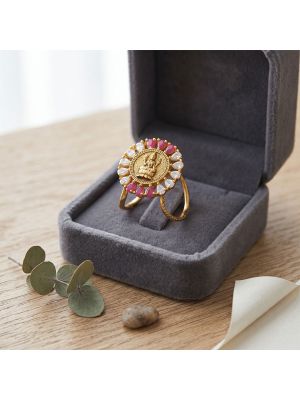 Traditional Laxmi Stones Gold Ring