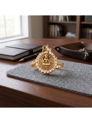 Goddess Lakshmi Stones Gold Ring