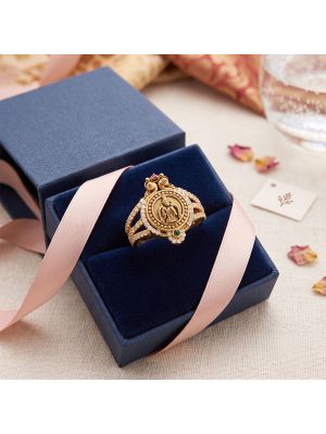 Twin Crest Meenakshi Stones Gold Ring