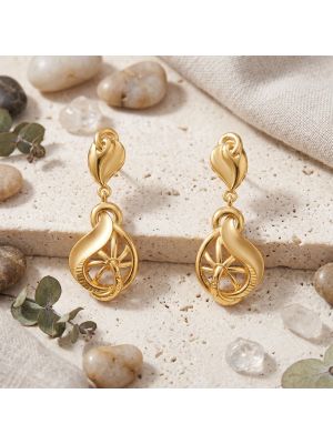 Floral Teardrop Dangle Casting Gold Drop