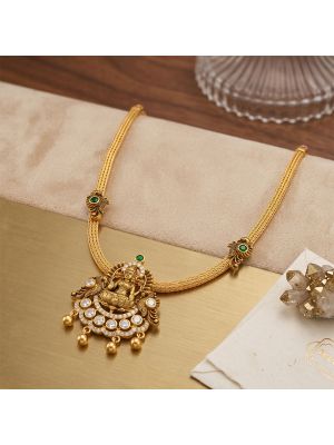 Sacred Lakshmi Emerald Gold Rope Necklace