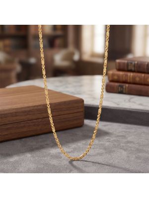 Modern Carved Oval Link Gold Chain