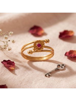 Celestial Sapphire Floral Coiled Gold Ring