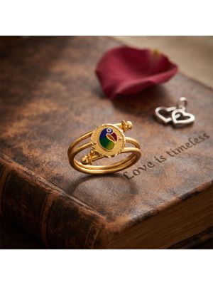 Modern Spiral Enamel Accent Gold Ring