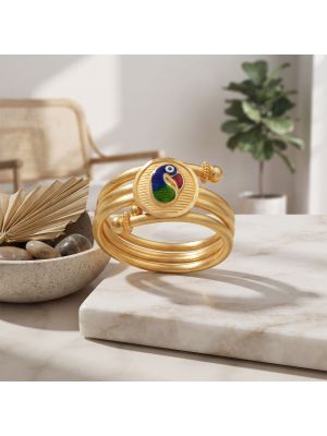 Royal Peacock Enamel Coiled Gold Ring