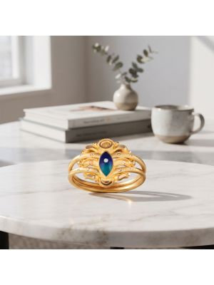 Modern Paisley Enamel Gold Ring