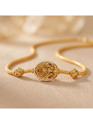 Floral Lakshmi Mugappu Antique Gold Chain