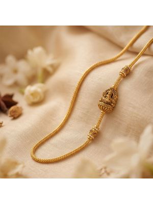 Sacred Lotus Shrine Lakshmi Mugappu Gold Chain