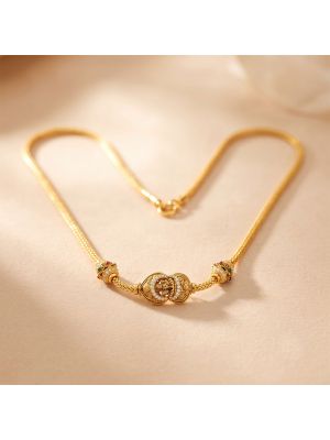 Antique Teardrop Lakshmi Mugappu Gold Chain
