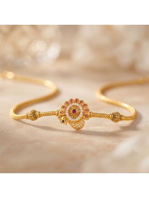 Regal Peacock Mugappu Antique Gold Chain