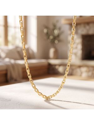 Classic Laser Cut Textured Link Gold Chain