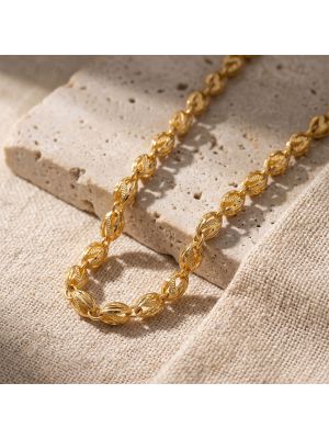 Italina Laser Cut Bead Gold Chain