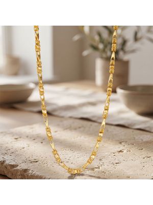 Lasered Italian Leaf Link Gold Chain