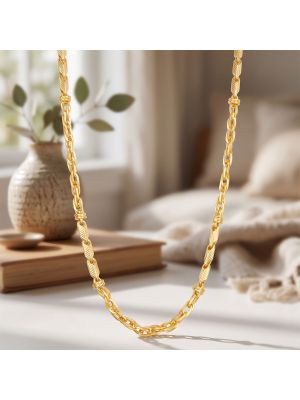 Interlock Textured Link Gold Chain