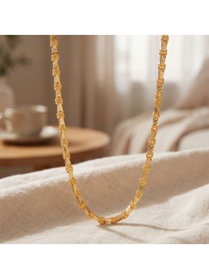 Textured Chevron and Knot Link Gold Chain