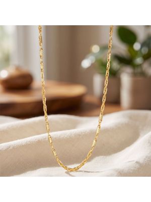 Slender Cylindrical Laser Cut Gold Chain