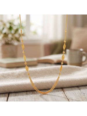 Multi Strand Leaf Bead Gold Chain