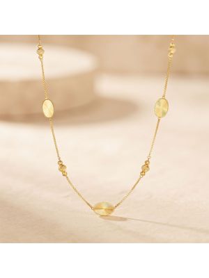 Chic Fluted Oval Disc Station Gold Chain