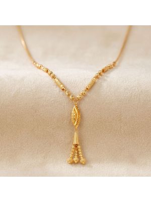 Contemporary Striped Navette Tassel Gold Chain