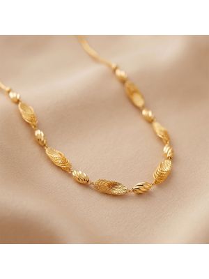 Textured Mesh Oval Bead Gold Chain