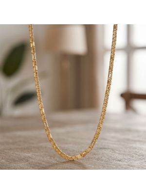 Interlock Curved Link Gold Chain