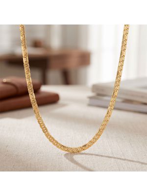 Diagonal Lasered Link Gold Chain