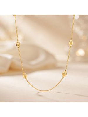 Textured Sunburst Circular Medallion Gold Chain
