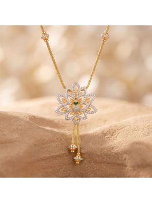 Radiant Emerald Lotus Drop Gold Chain