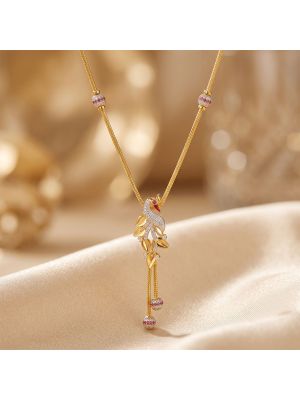 Contemporary Peacock Motif Tassel Gold Chain