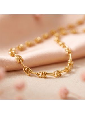 Intricate Knot Cluster Gold Chain