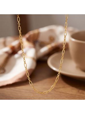 Laser Cut Textured Oval Link Gold Chain