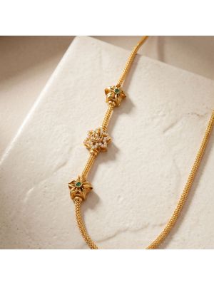 Antique Lakshmi Stones Mugappu Gold Chain