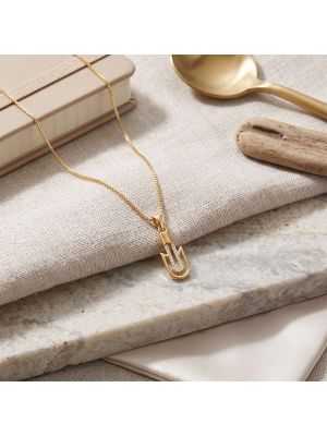 Paperclip Horseshoe Gold Pendant Chain