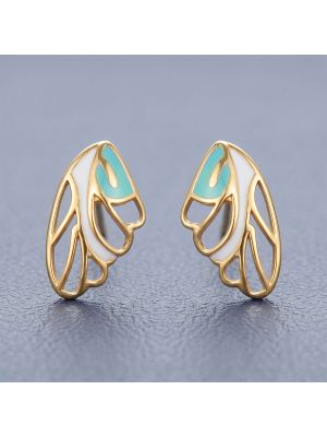 Sapphire Wing Casting Gold Stud Earrings