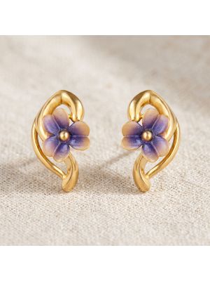 Purple Swirl Casting Gold Stud Earrings