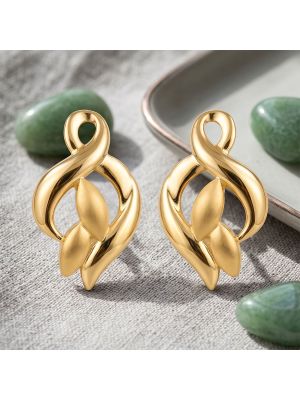 Twin Leaf Casting Gold Stud Earrings