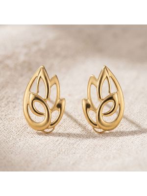 Paisley Flame Casting Gold Stud Earrings