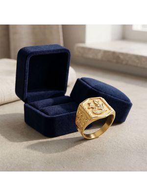 Modern Avian Signet Gold Ring