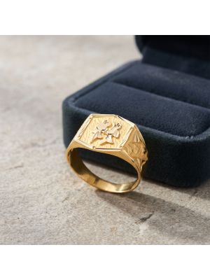 Sculpted Lovebirds Signet Gold Ring