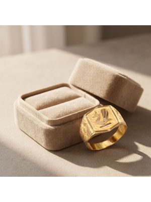Avian Engraved Signet Gold Ring