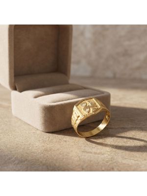 Bold Bird Frond Signet Gold Ring