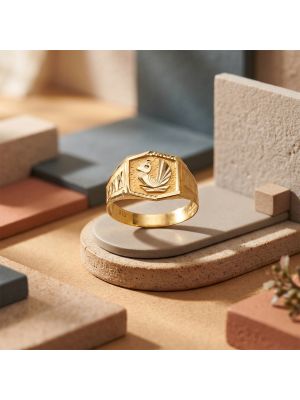 Royal Embossed Peacock Gold Ring