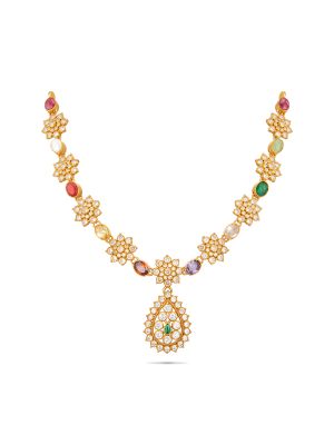 Gorgeous Floral Design Silver Necklace