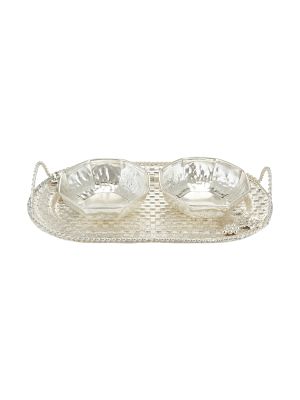 Oval Tray With Handle And Bowl