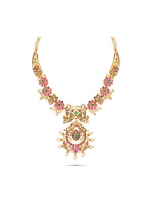 Stunning Peacock Design Silver Necklace